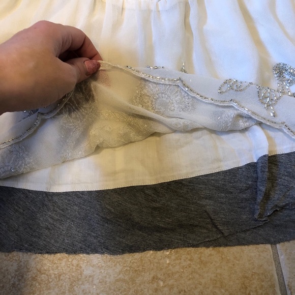 Free People White Beaded Mini Skirt XS - Picture 5 of 10